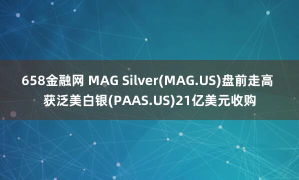 658金融网 MAG Silver(MAG.US)盘前走高 获泛美白银(PAAS.US)21亿美元收购